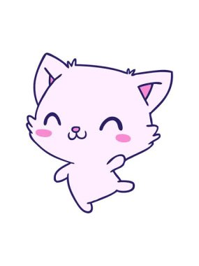 Şirin kawaii kedisinin çizgi film çiziminin hareketli animasyonu