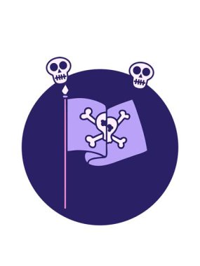 Bir korsan bayrağının dövme stili görüntüsünün kafatası animasyonu