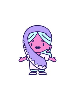 Geleneksel kıyafet tasarımlı Hintli kadının radyoaktif parlayan animasyonu