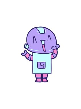 Garip çizgi film robotunun hareketli animasyonu