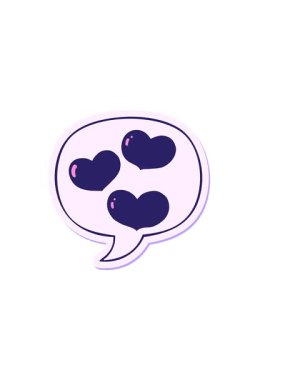 Çizgi film aşk kalplerinin ses kabarcığıyla yatay titreşimli animasyonu