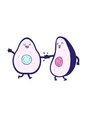 Dans eden avokadoların hareketli animasyonu