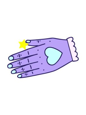 Parıldayan yıldızlar çizgi film dövmesinin geleneksel el tarzında canlandırmasını etkiler.