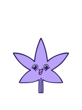 Marihuana yaprağının tatlı bir çizgi filminin animasyonunu genişletiyorum.