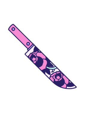 Hançer ve çiçeklerin hareketli animasyonu