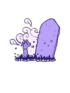 Ayağa kalk ve karikatür zombisinin canlandırması mezardan yükseliyor.