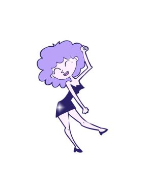 Çizgi filmdeki dans eden kadının ışıltı etkisi