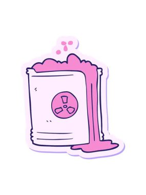 Bir karikatür radyoaktif atığın yapıştırmasının efekt canlandırması