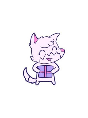 Mutlu çizgi film tilki tasarımının yıldız patlaması etkisi animasyonu