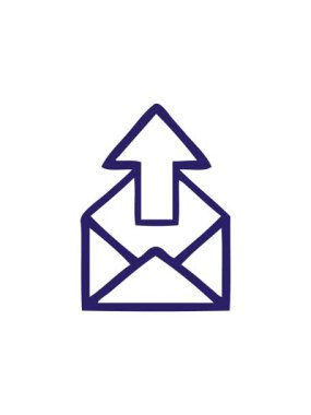 Ok simgesi olan bir zarf karikatürü çizerken dikkat çekici çizgi film