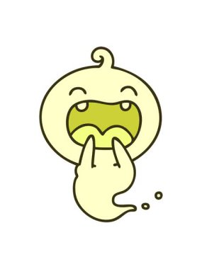 Tatlı bir cadılar bayramı hayaletinin gülüşünün renkli animasyonu.