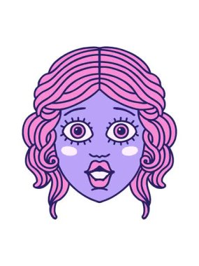 Kadın yüzünün ikonik dövme şeklindeki görüntüsünü bob ve duraklat