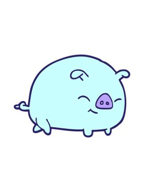 el çizimi çizgi film domuzunun hareketli animasyonu.