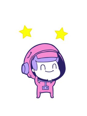 dönen yıldızlar mutlu astronot çizgi film adamının animasyonu