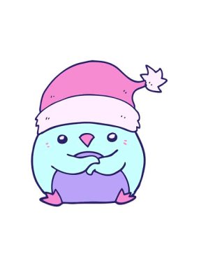 Noel şapkası takan sevimli penguen çizgi filminin hareketli animasyonu