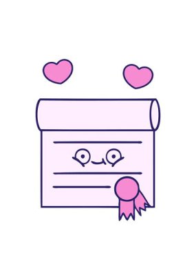 sertifikanın sevimli karikatürünün dönen kalp animasyonu