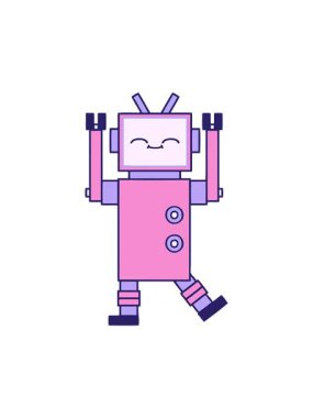 Bir robot resminin karikatürünü döndürme hareketi