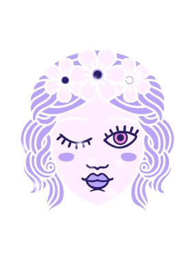 Dövme stili imajının göz kırpan bakirelerin ışıltısı.