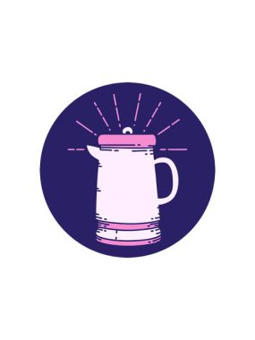 Dövme stili kahve demliğinin radyoaktif parlak animasyonu