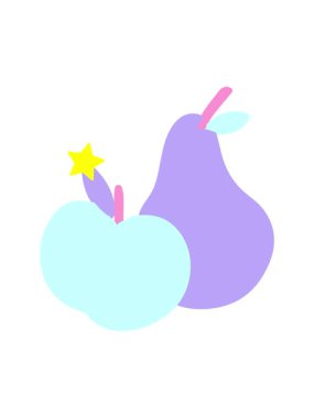 Parlayan yıldızlar bir elma ve armut animasyonunu etkiler.