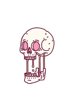 Parlak renkli bir kafatasının tasarımı canlandırılıyor.