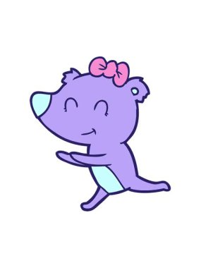 Parlak neon karikatürde kutup ayısının titreşimli hareketi