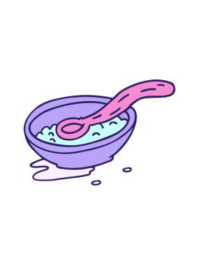 Bir mısır gevreği kasesinin karikatür karalamalarının basınçlı animasyonu