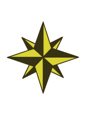 Bir yıldız simgesinin ikonik dövme biçimindeki görüntüsünün renk animasyonu değişiyor