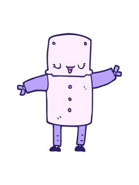 Karikatür robot karakterinin titreyen hareketli animasyonu