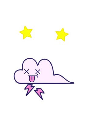 dönen yıldızlar bir gök gürültüsü bulutunun çizgi filminin animasyonu