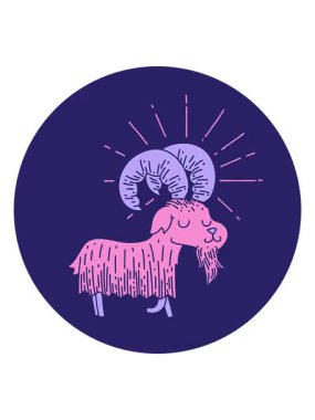 Dövme stili mutlu keçinin hareketli animasyonu