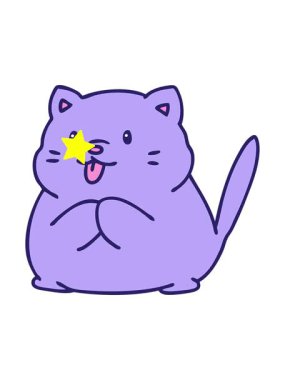 Parıldayan yıldızlar, küçük sevimli bir kedinin çizgi filminin animasyonunu etkiler.