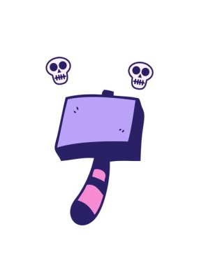 karikatür karalama çekiçinin kafatası animasyonu