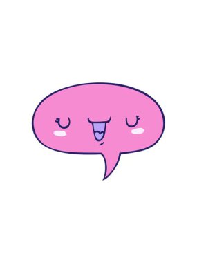 Konuşma baloncuklu sevimli mutlu yüz çizgi filminin radyoaktif ışıltılı animasyonu