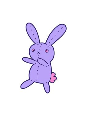 Çizgi filmdeki oyuncak tavşanın hareketli baskısı