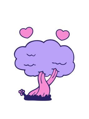 dönen kalpler çizgi film karalama ağacının animasyonu