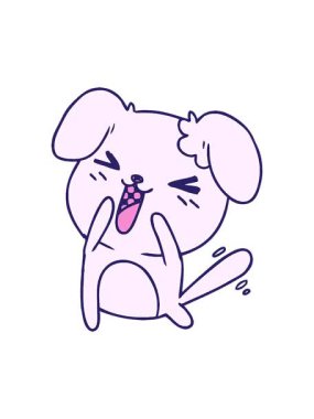 Tatlı bir kawaii köpeği çizgi filminin animasyonu.