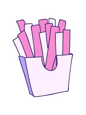 El hareketlerinin hareketli animasyonu çizilmiş tuhaf çizgi film patates kızartmaları.