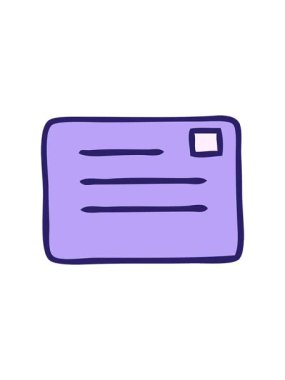 Dikkat çekici bir karikatür, kağıt bir zarf.