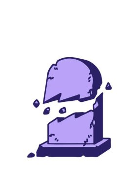 Kırık bir mezar taşı çizgi filminin animasyonunu genişletiyor.