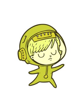 Çizgi film astronot kadın imajının renk animasyonu değişiyor