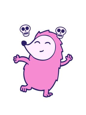 Çizgi film animasyonunun dönen kafatası animasyonu Mutlu kirpi