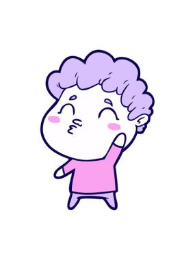 Çizgi film adamının somurtmasının neon ışık efekti