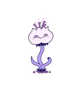 Tatlı karikatür çiçeğinin yükselişi ve yüzüşü