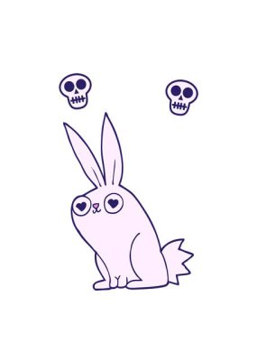 Çizgi filmdeki aşık tavşan kafatası animasyonu.