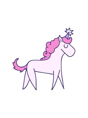 Dikkat çekici el çizimi tek boynuzlu at animasyonu.