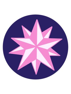 Bir yıldız çizgi filminin ikonik dövme şeklindeki görüntüsünün titreşimli hareket animasyonu