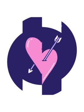 Bir okun ve kalbin ikonik dövme tarzının bölünmüş hareket animasyonu