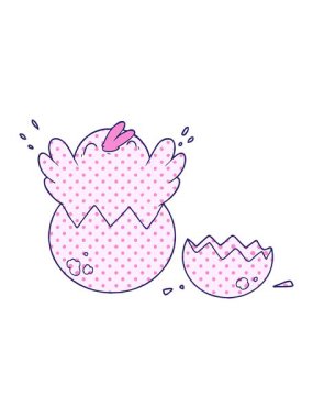 Parlak ışık efekti çizgi film hatununun yumurtadan çıkışının animasyonu