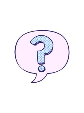 Soru işareti ve konuşma baloncuğunun radyoaktif parlak animasyonu